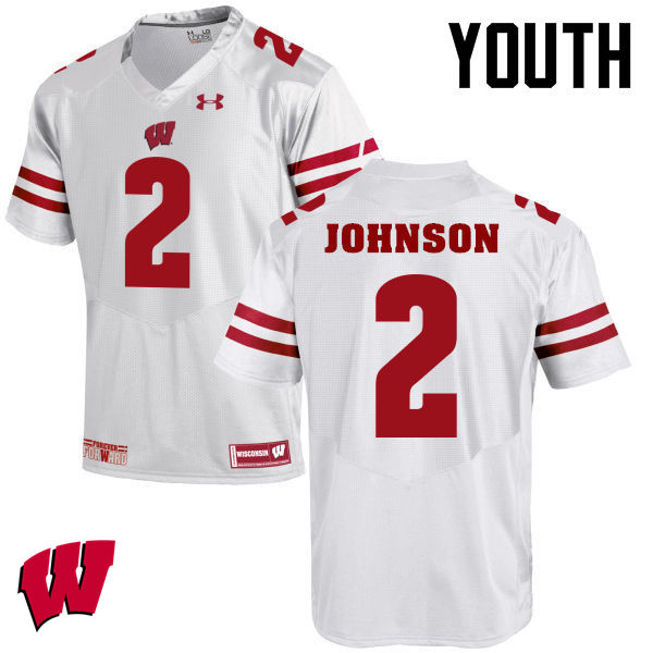 Wisconsin Badgers Youth #2 Patrick Johnson NCAA Under Armour Authentic White College Stitched Football Jersey VU40N55UY